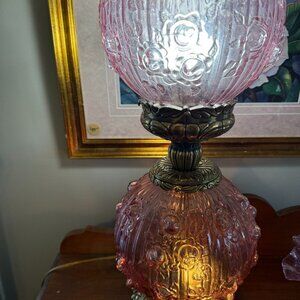 Cabbage Rose Fenton Lamp